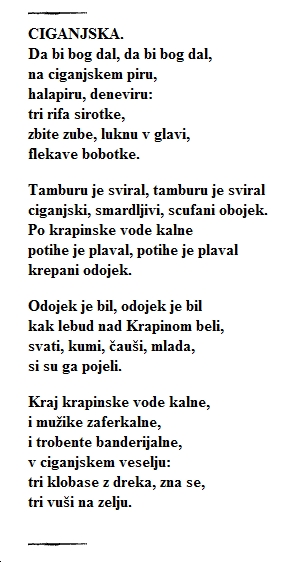 Tekst pjesme: Ciganjska