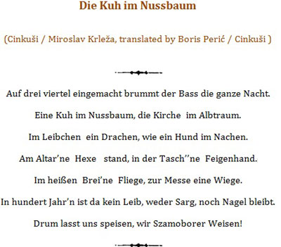 Tekst pjesme: Die Kuh im Nussbaum