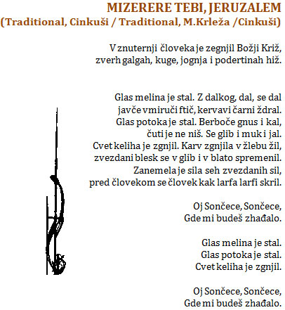 Tekst pjesme: Mizerere tebi, Jeruzalem