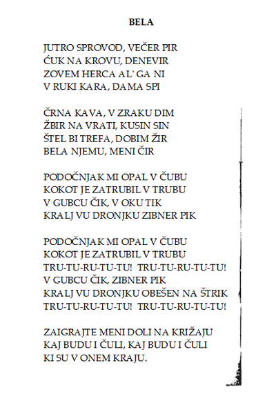 Tekst pjesme: Bela