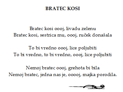 Tekst pjesme: Bratec kosi