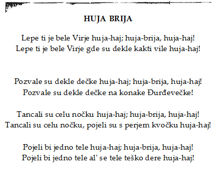 Tekst pjesme: Huja brija