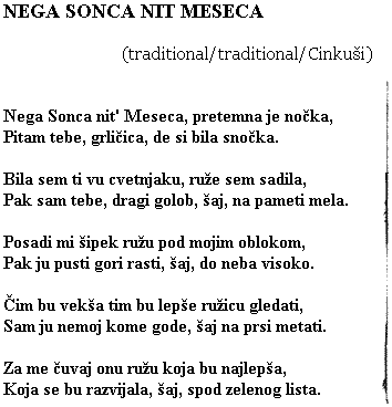 Tekst pjesme: Nega sonca nit' meseca
